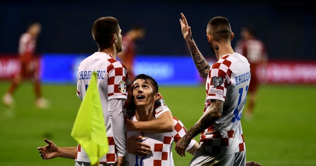 kroatijos rinktines futbolininkai svencia patekima i euro 2024