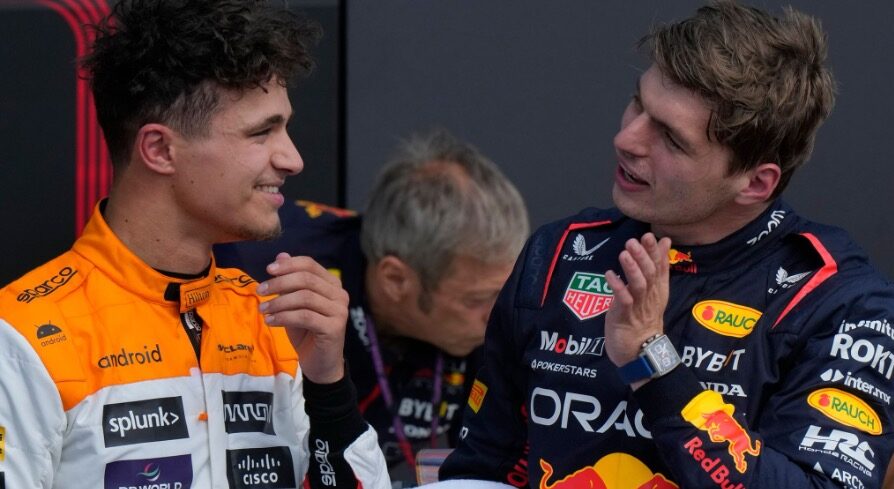 Lando Norrisas kalbasi si Maxu Verstappenu