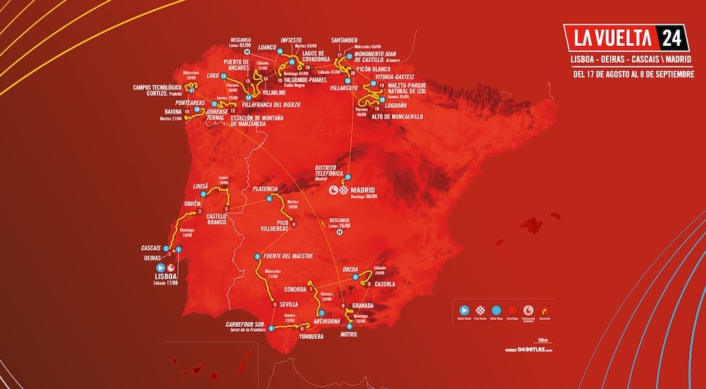 Vuelta a Espana lenktynių žemėlapis 