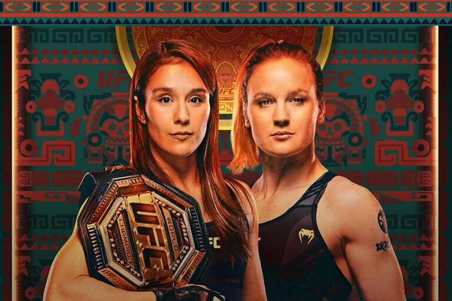 Alexa Grasso ir Valentina Shevchenko kovos plakatas 